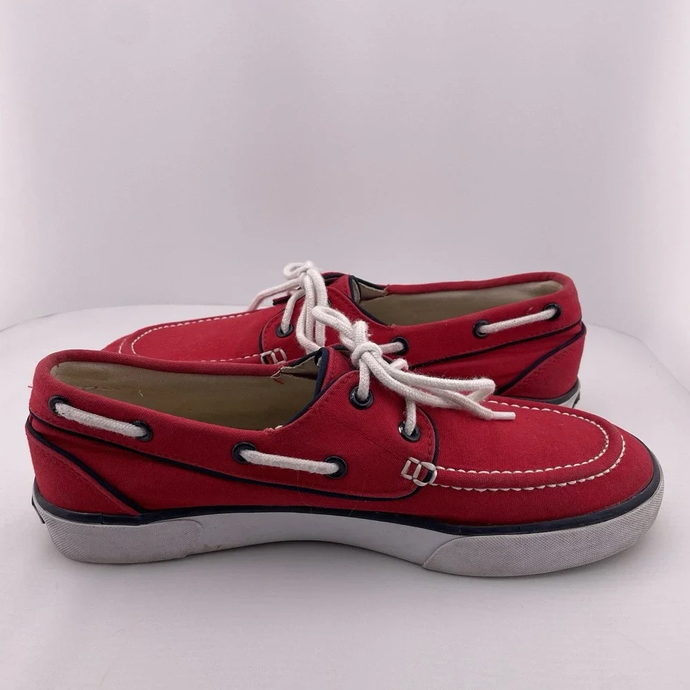 Polo Ralph Lauren Red White & Blue Shoes Size 8 D‎ Canvas Sneakers Boat